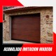 Ribbed sectional garage door imitation wood